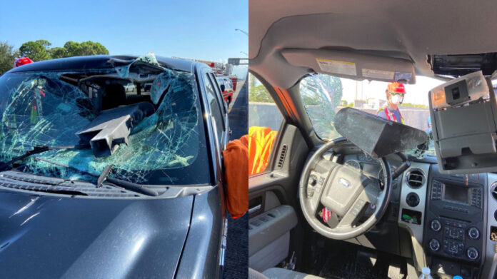 ‘he’s-lucky-to-be-alive’:-hunk-of-metal-crashes-through-driver’s-windshield-on-i-95-in-florida